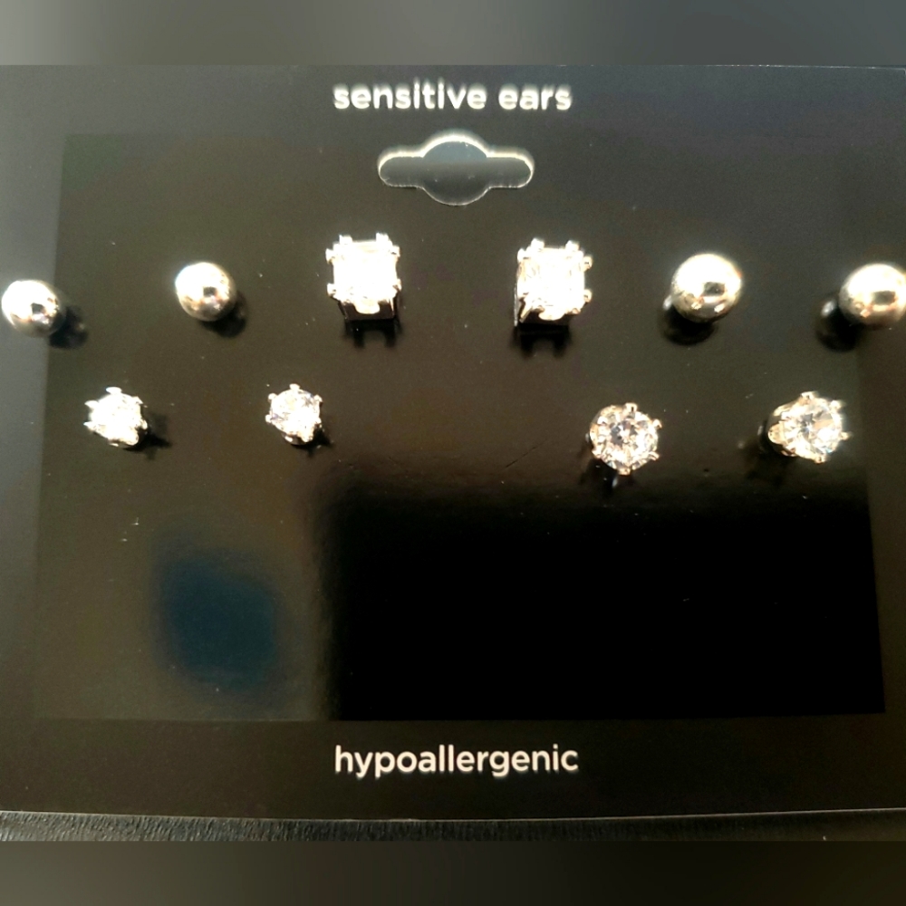 5 pair of women's earrings accessories,stud and ball ,hypoallergenic